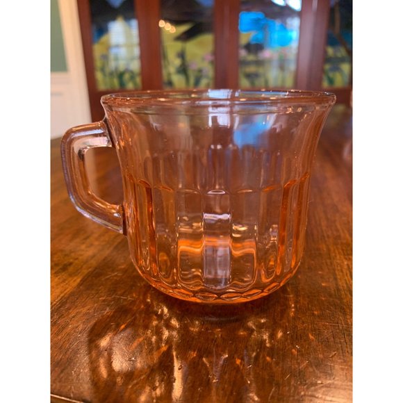 Vintage Fortecrisa Pink Ribbed Glass Tea Cups - Picture 2 of 8